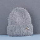 Sombrero de invierno de gran venta, sombreros de invierno de piel de conejo Real para mujer, gorros cálidos a la moda para mujer, gorro para la cabeza con cubierta sólida para adultos