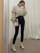 Alien Kitty 2022 Neue Frühling Koreanische Art Lose Pullover Frauen Solide Gestrickte Pullover Winter Warme Pullover Femme