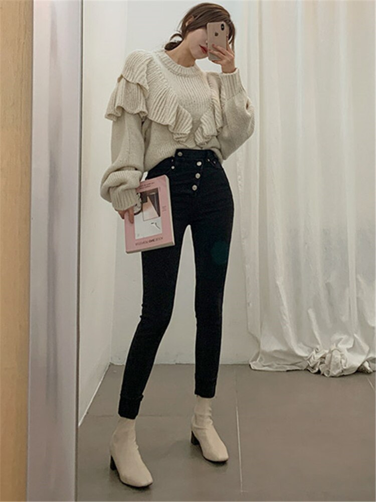 Alien Kitty 2022 Neue Frühling Koreanische Art Lose Pullover Frauen Solide Gestrickte Pullover Winter Warme Pullover Femme