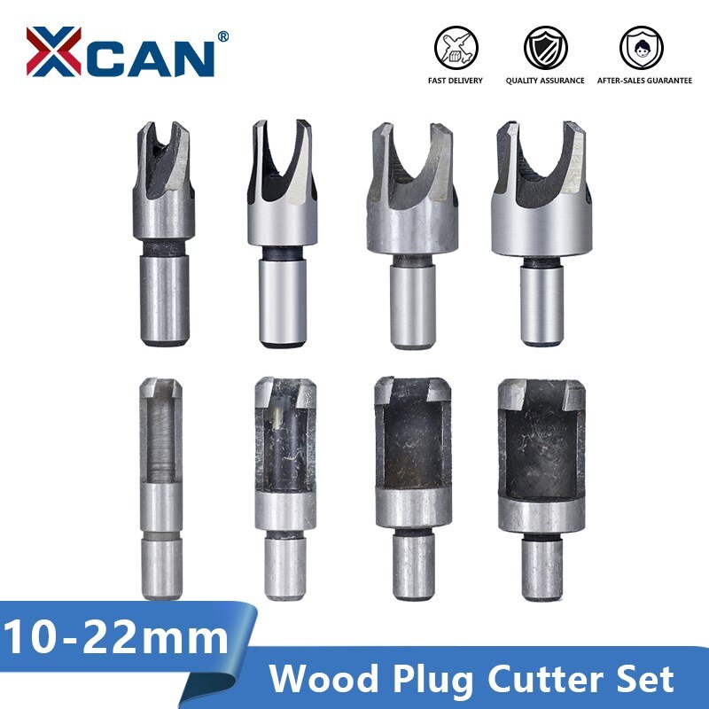 XCAN Drill Bit Plug Cutter Set 8pcs Carbon Steel Woodworking Drill Bit Hole Cutter Core Drill 