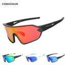 COMAXSUN Polarisierte Fahrradbrille 5 Linsen MTB Rennrad Sport Spiegel Sonnenbrille Reitbrille Anti-UV400 Fahrradbrille