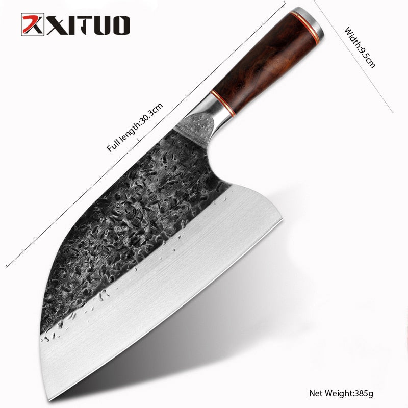 XITUO Superior Professional Handmade Forged Carbon Steel Chef Kitchen Slicing Chopping Kitchen Knife Traditional Cooking Tools