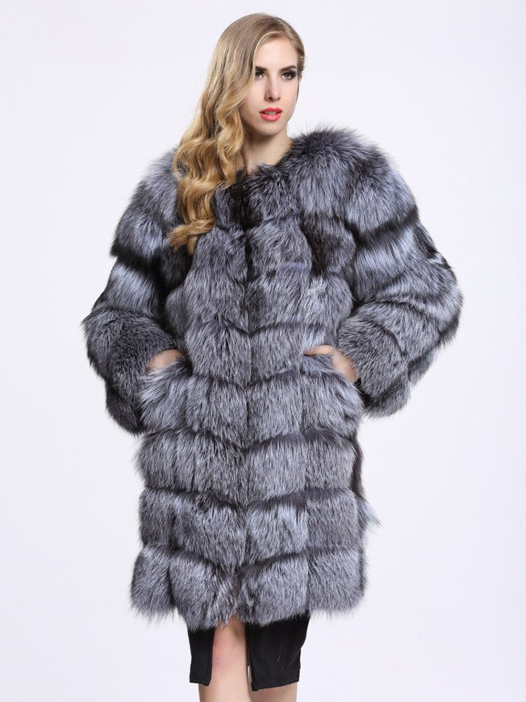 ZADORIN Furry Silver Fox Faux Fur Coat Women Luxury Winter Thick Warm Long Faux Fur Jackets and Coats Ladies Overcoat Streetwear