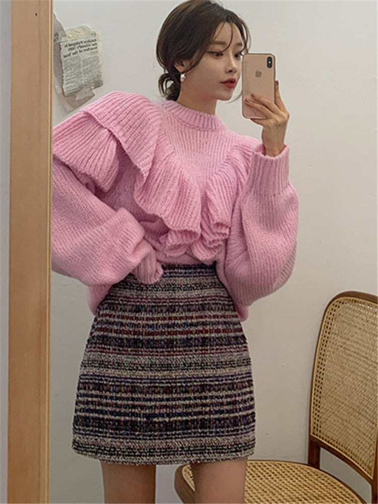 Alien Kitty 2022 Neue Frühling Koreanische Art Lose Pullover Frauen Solide Gestrickte Pullover Winter Warme Pullover Femme