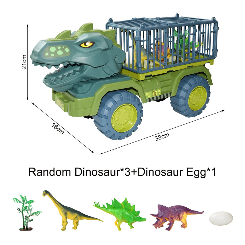 Kinder-Dinosaurier-Transportauto-Spielzeug Übergroßes Trägheitsauto-Transporter-LKW-Spielzeug-Rückzugsfahrzeug mit Dinosaurier-Geschenk für Kinderjungen
