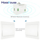 MOES RF433 Wireless Switch No Battery Remote Control Wall Light Switch Self Powered No Wiring Needed Wall Panel Transmitter.