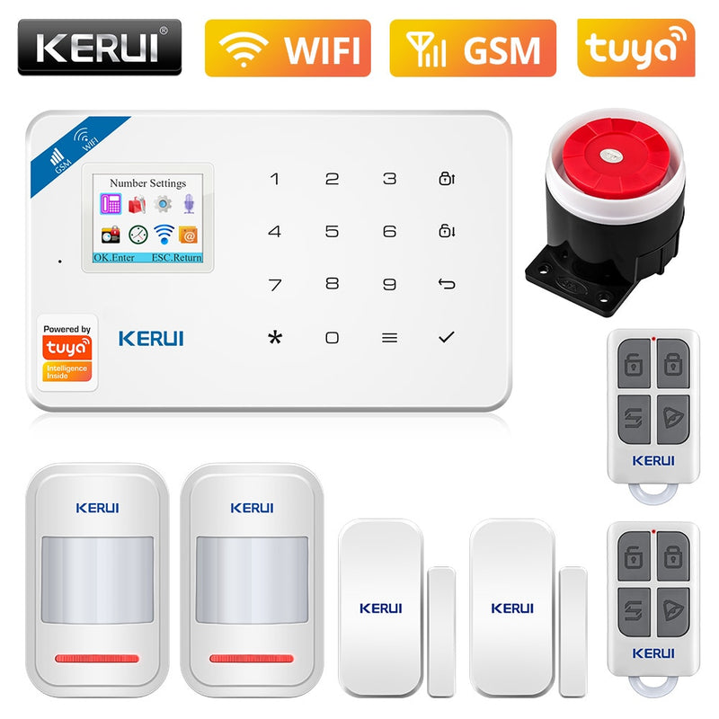 KERUI W181 WIFI GSM Home Security Tuya Smart Alarm System APP Control Wireless Door Sensor PIR Motion Detector Burglar Alarm Kit