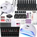 Nagel-Set Maniküre-Set mit 114 W / 120 W / 54 W LED-Nagellampe 35000 U / min Nagelbohrmaschine 20/10 Farbe Poly Extension Nail Gel Set
