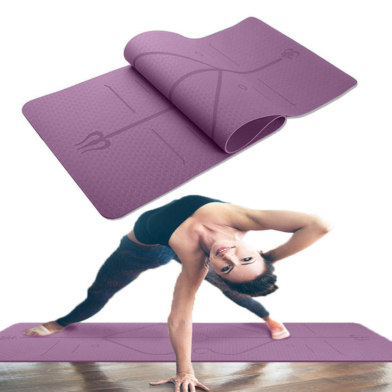 Alfombrilla de Yoga TPE de 6MM de densidad, almohadilla de ejercicio, antideslizante, plegable, para gimnasio, Fitness, Pilates, suministros, alfombrilla antideslizante para jugar en el suelo