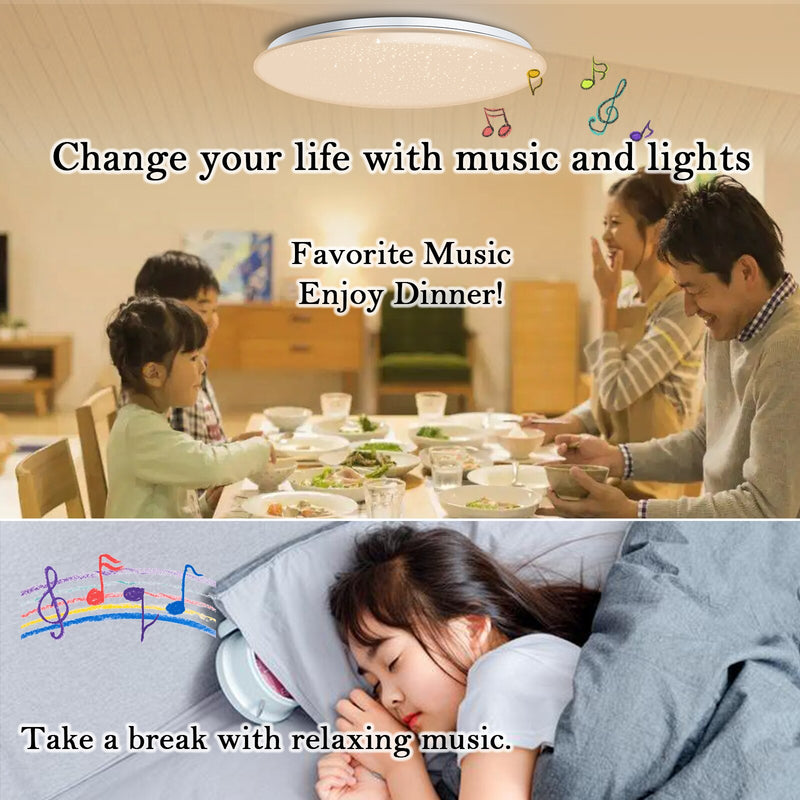 Smart Ceiling Lights with Speaker RGB Color Dimmable APP Remote Control Voice Control With Alexa 55W 45W For Living Room Bedroom