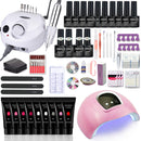 Nagel-Set Maniküre-Set mit 114 W / 120 W / 54 W LED-Nagellampe 35000 U / min Nagelbohrmaschine 20/10 Farbe Poly Extension Nail Gel Set