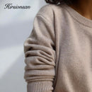 Hirsionsan Winter Oversize Pullover Damen 2022 Elegant Gestrickte Basic Pullover O Hals Lose Weich Damen Kaschmir Pullover