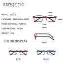ZENOTTIC Anti Blue Light Blocking Reading Glasses For Men Women Square Full Frame Frame Antireflective Coated Non Spherical Lens