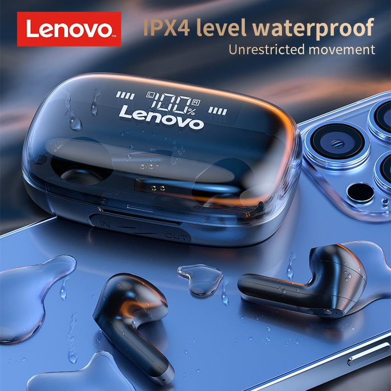 Lenovo QT81 TWS Wireless Headphone Stereo Sports Waterproof Earbuds Headsets with Microphone Bluetooth Earphones HD Call 1200mAh