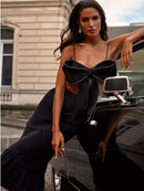 New Women Summer Style Sexy Hollow Out Black Crystal Diamonds Black Midi Bodycon Bandage Dress 2022 Elegant Evening Party Dress