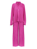 Mnealways18 Beige Plissee Hose mit weitem Bein Damenhose Mode 2022 Beiläufige Lose Hose Bürodame Elegante Lange Palazzohose