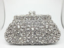 Boutique De FGG Flower Crown Minaudiere Clutch Silber Kristall Abendhandtasche Damen Party Prom Bag Braut Clutches Hochzeit Geldbörse