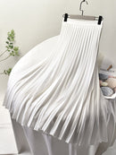 Markendesigner-Frauen-Frühlings-Herbst-eleganter schicker fester Faltenrock-hohe Taillen-Luxusmode mit elastischem weiblichem C-035