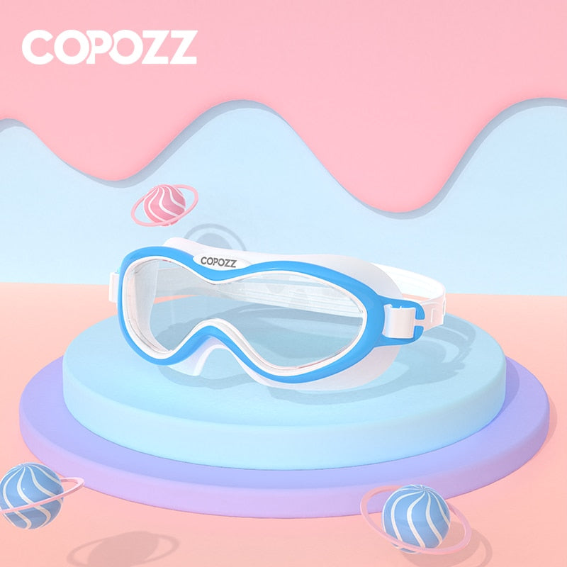 COPOZZ Kinder-Schwimmbrille Anti-Fog Wasserdichte Kinder Jugendliche Big Frame Schwimmbrille Junge Mädchen Einteilige Schwimmbrille