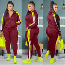 2022 Plus Größe S-4XL 2-teiliges Set Frauen Herbst Kleidung Sweatsuit Joggers Outfit Zip Top Jogginghose Trainingsanzug Großhandel Dropshipping