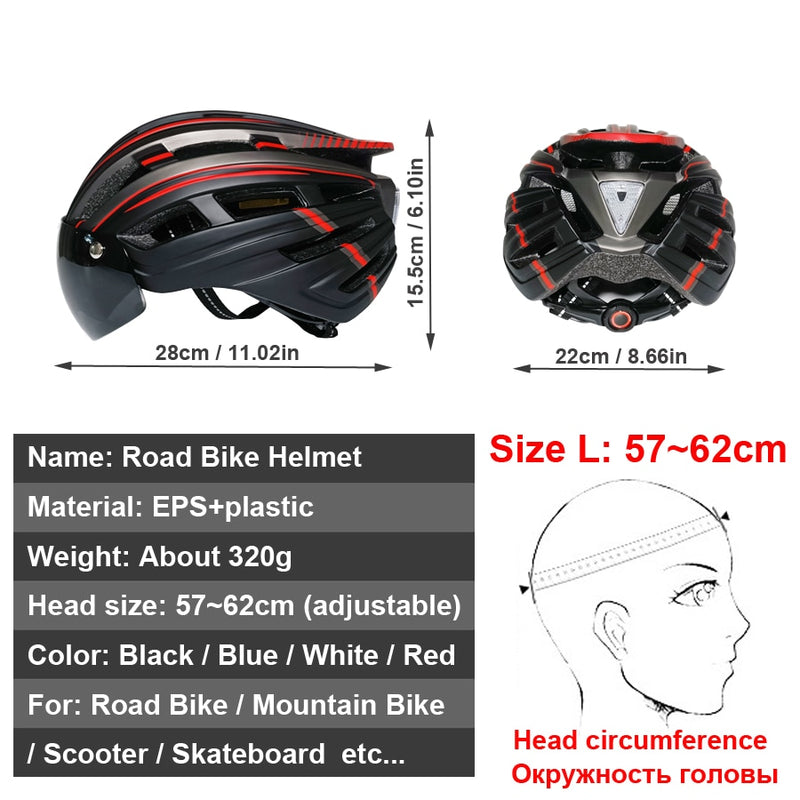 Electric Scooter Helmet With LED Rear Light Adult Cycling Helmet For MTB Road Bike Bicycle Ski Downhill Skateboard Night Riding