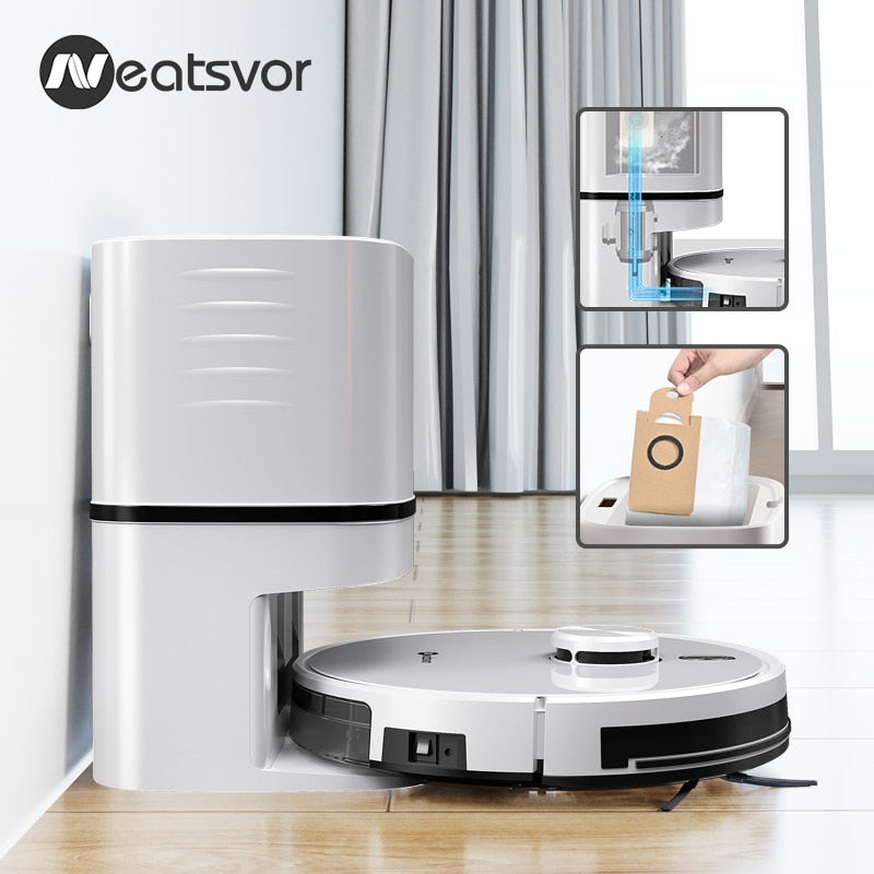 2021 NEATSVOR S600 Robot aspirador navegación láser 6000PA bolsa de polvo sistema automático de recolección de polvo hogar inteligente