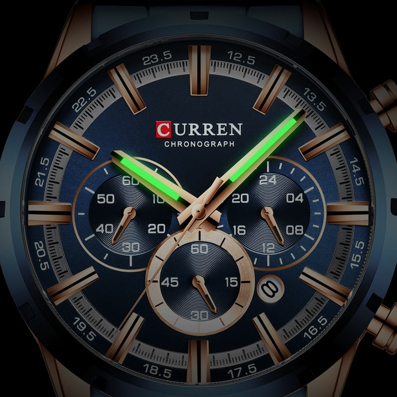 CURREN Herrenuhr Top-Marke Luxus Sport Quarz Herrenuhren Vollstahl Wasserdicht Chronograph Armbanduhr Herren Relogio Masculino