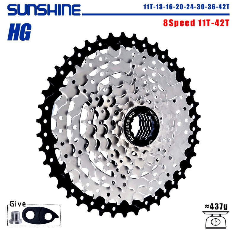 SUNSHINE Bicycle Cassette 8/9/10/11/12Speed Freewheel 32/36T/40T/42T/46T/50T/52T Sprocket HG Structure Flywheel For SHIMANO/SRAM