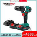 Electric Drill Brushless Cordless Drill 20V 1/2'' All Metal Chuck Cordless Drill Driver Battery 13MM Drill Keyless POSENPRO
