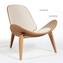 Nordic Massivholz Rückenlehne Wohnzimmer Stühle Lazy Leisure Sessel Haushaltsmöbel Modernes Leder Einzelsofa Shell Chair