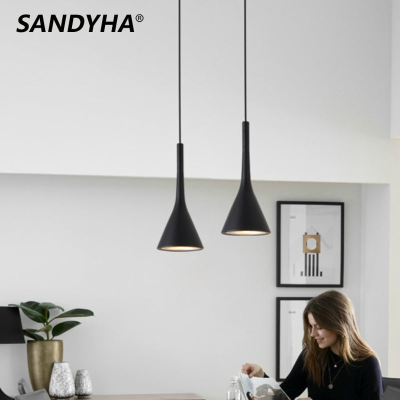 SANDYHA, luces colgantes Led modernas nórdicas, bombilla E27 de aluminio, lámpara colgante, accesorios de cocina, iluminación para dormitorio, lámpara decorativa para el hogar