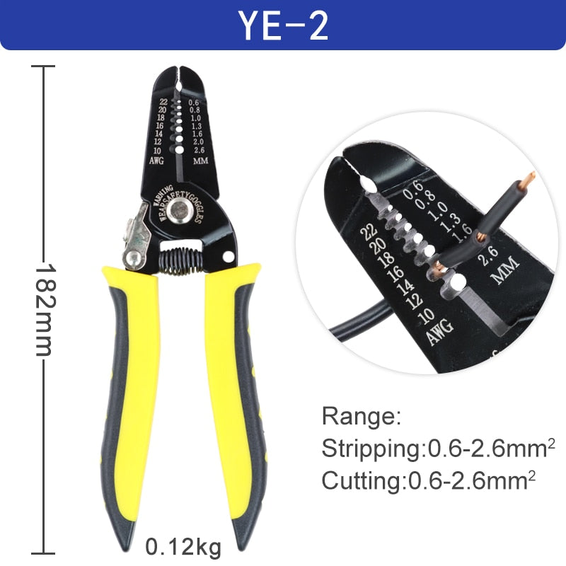 Abisolierzange 0,25-6mm²/10-24AWG YE-1 Kabelschneider praktisch elektrisch automatisch Multifunktions-Reparatur-Crimpwerkzeuge