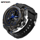 SANDA Marke Herrenuhr Military Outdoor Sports Wasserdichte Uhren Dual Display Quarz LED Digitaluhr Relogio Masculino