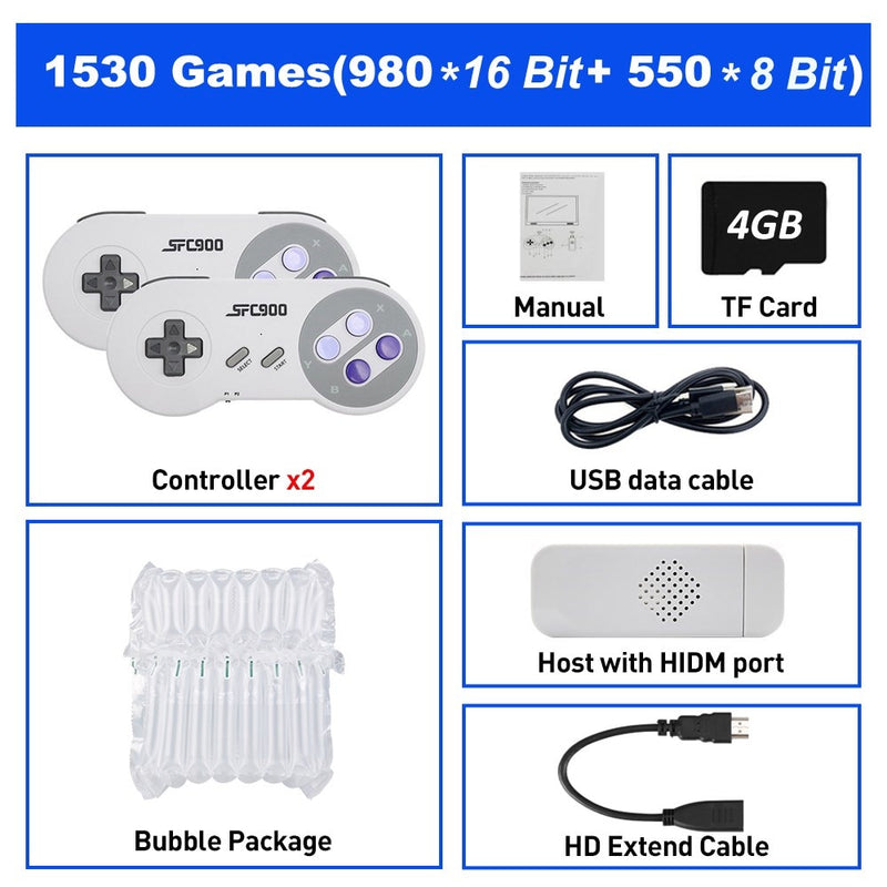 SF900 Video Game Console Hd TV Game Stick Wireless Controller Built in 5532 Games Handheld Game Player Gamepad For SNES For NES