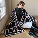 Bufanda de invierno de Cachemira para mujer, chales de Pashmina, bufandas gruesas con estampado de lujo, envolturas cálidas de marca para mujer, doble cara