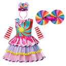 2022 neue Mode Baby Mädchen Candy Kleid Kinder Halloween Party Kostüm Bunte Ballkleid 2-12 Jahre Kinder Kleidung