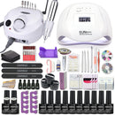 Nagel-Set Maniküre-Set mit 114 W / 120 W / 54 W LED-Nagellampe 35000 U / min Nagelbohrmaschine 20/10 Farbe Poly Extension Nail Gel Set