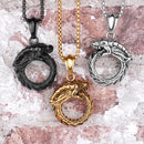 Ouroboros Snake Dragon Herren Lange Halsketten Anhänger Kette Hip Hop für Jungen Männlich Edelstahl Schmuck Kreativität Geschenk Großhandel