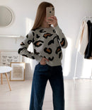 Schöne Rosa Leopard Kurzer Pullover und Pullover Frauen 2020 Herbst Winter Koreanische Elastische Strickpullover Weibliche Strickwaren