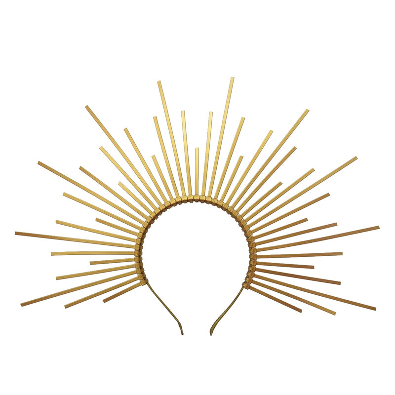 Diosa Halo Crown Sunburst Plastic Gold Met Gala Angel Spike Headpiece Cosplay Accesorios
