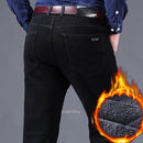 2022 Winter Herren Schwarz Slim Fit Stretch Dicke Samthose Warme Jeans Lässige Fleece-Linie Hose Herren Plus Größe