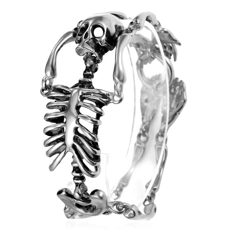 U7 Gothic Skull Bracelet for Men Stainless Steel Steampunk Heavy Skeleton Wristband Chains Halloween Party Accessories