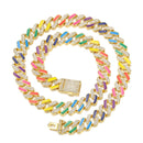 Hip Hop Iced Out Miami Zircon 15MM Bling Cuban Full Pave Strass Herren Halskette Silber Farbe Halsketten für Herren Schmuck