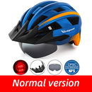 Victgoal casco de bicicleta LED montaña carretera USB recargable luz casco de ciclismo para hombre visera gafas hombres MTB bicicleta casco