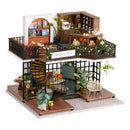 Cutebee DIY Dollhouse Kit Apartment Loft Miniatur-Puppenhäuser aus Holz mit Möbel-LED-Leuchten für Kindergeburtstagsgeschenk