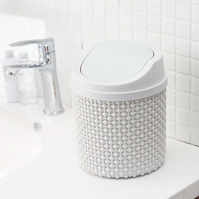 Garbage Bin Desktop Trash Can Home Bedroom Bedside Mini Waste Trash Bin Kitchen Garbage Box Table Dustbin Sundries Storage Box