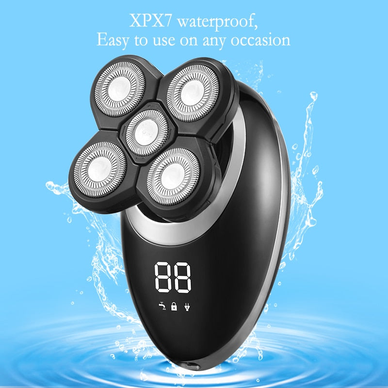 IPX7 Wasserdichter Elektrorasierer für Männer Barthaarschneider Wiederaufladbare Glatze Rasiermaschine LCD-Display Grooming Kit