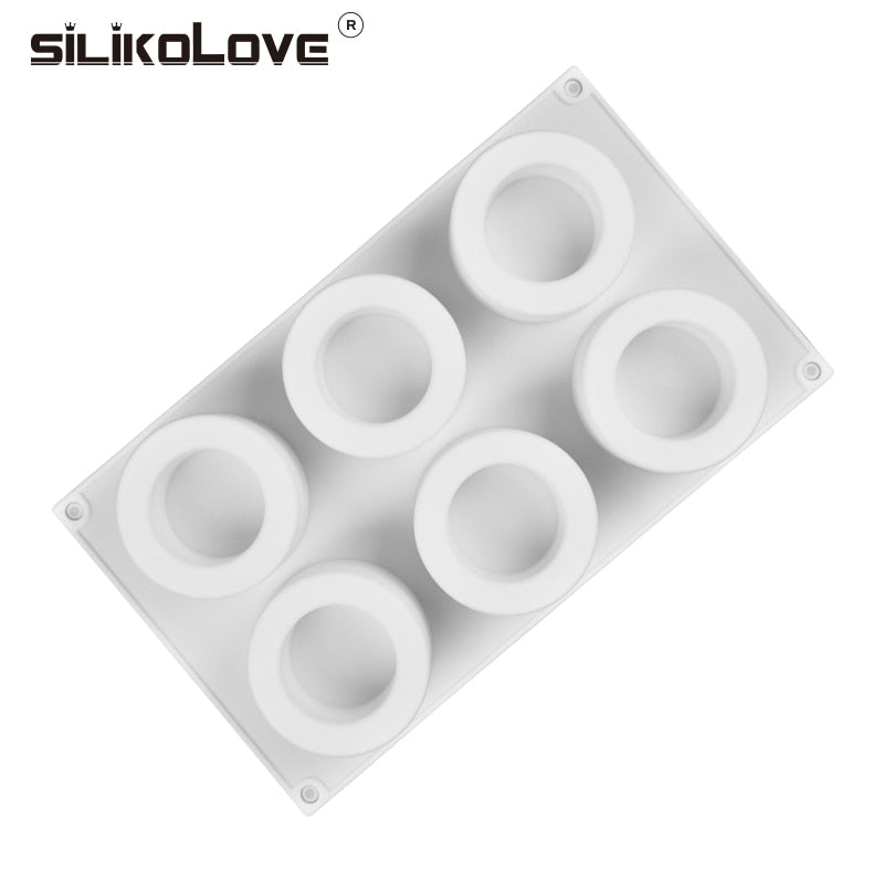 SILIKOLOVE 6 Löcher Pudding Cup Art Kuchenform Pfanne 3D Silikon Gebäckform Mousse Silikonowe Schokoladenmörtel Backen