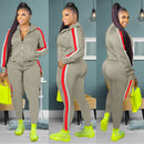 2022 Plus Größe S-4XL 2-teiliges Set Frauen Herbst Kleidung Sweatsuit Joggers Outfit Zip Top Jogginghose Trainingsanzug Großhandel Dropshipping