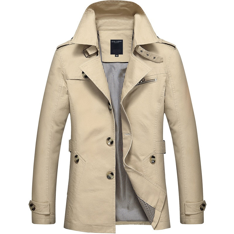 Chaqueta de negocios para hombre, moda de primavera, chaquetas cortavientos largas de algodón para hombre, abrigo informal para hombre, gabardina nueva de otoño 2022, prendas de vestir